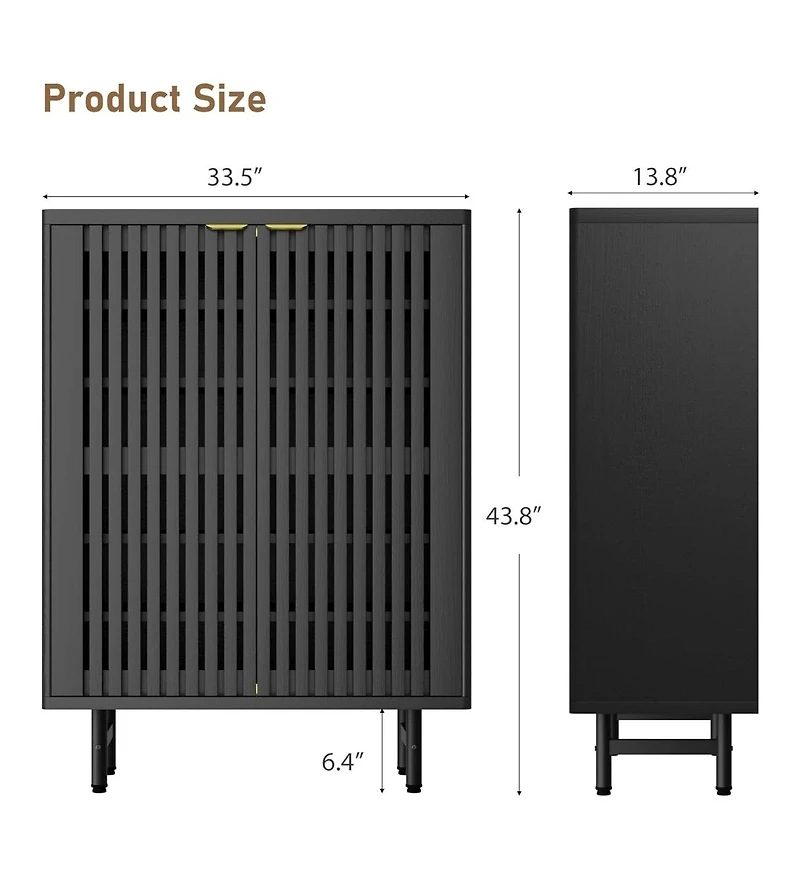 gaomon 6-Tier Shoe Cabinet with Doors, Wooden Shoe Storage Cabinet Organizer, Louvered Doors, Freestanding Narrow Entryway & Hallway Shoe Rack