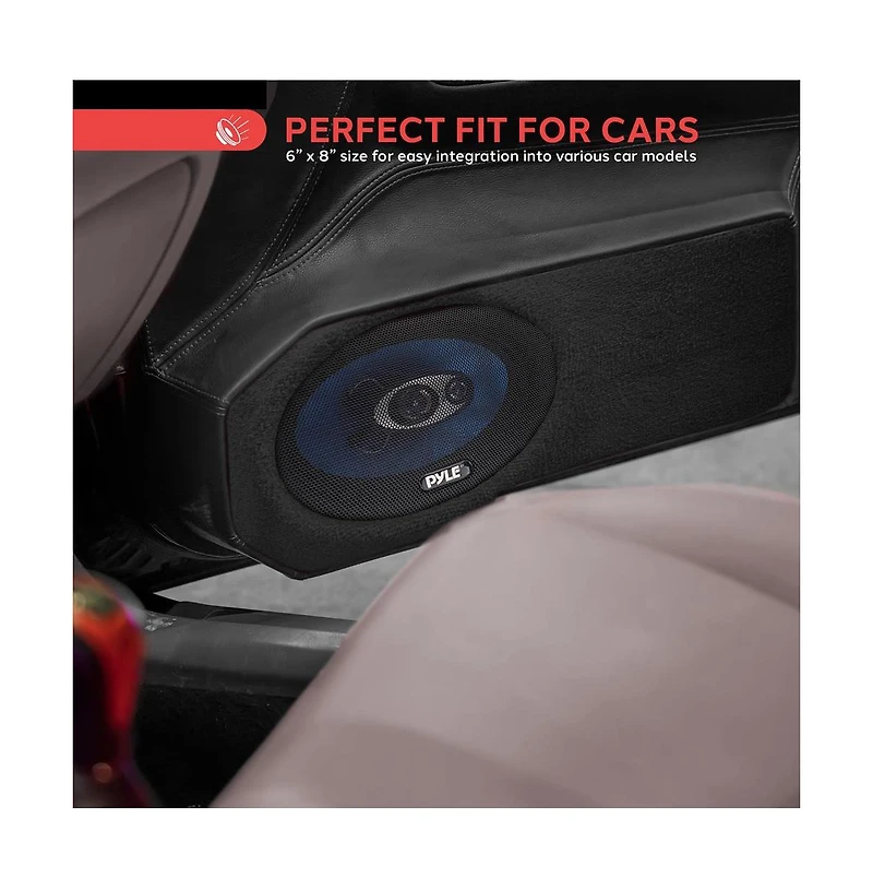 Pyle 6” x 8” Car Sound Speakers - Pyle PL683BL 3-Way 360 Watts Poly Cone, 4 Ohm, 70-20kHz, Butyl Rubber Surround