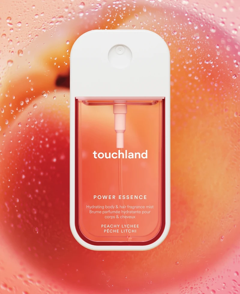 Touchland Power Essence Peachy Lychee Body and Hair Fragrance Mist, 2 oz.
