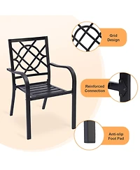 Aoodor Patio Dining Chairs Set of 2, Stackable Metal High Back Chairs Set , Garden, Yard, Deck, Porch and Poolside