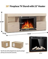Cowsar 60" Electric Fireplace Tv Stand with Mantel, Remote & Timer
