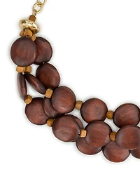 Patrica Nash Gold-Tone Plated 3 Strand Wood Beaded Necklace