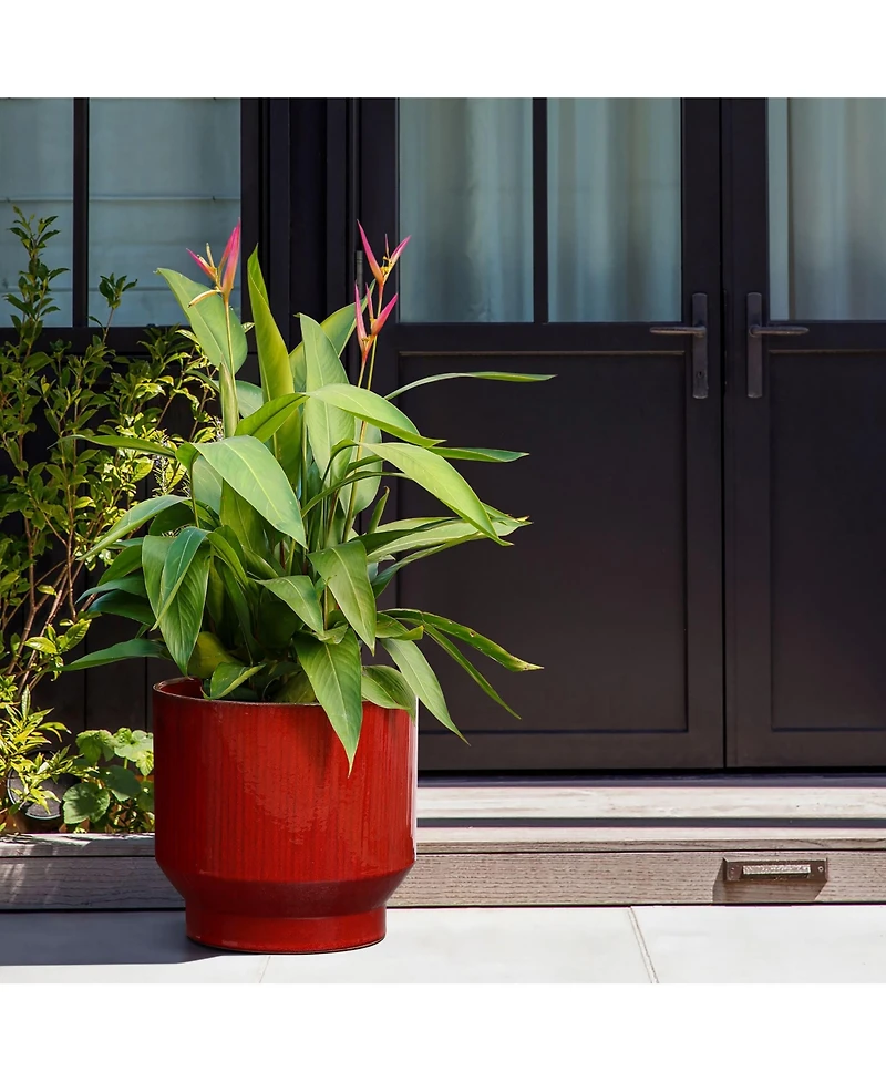 LuxenHome Red Wine 11.4-Inch Round Ceramic Planter