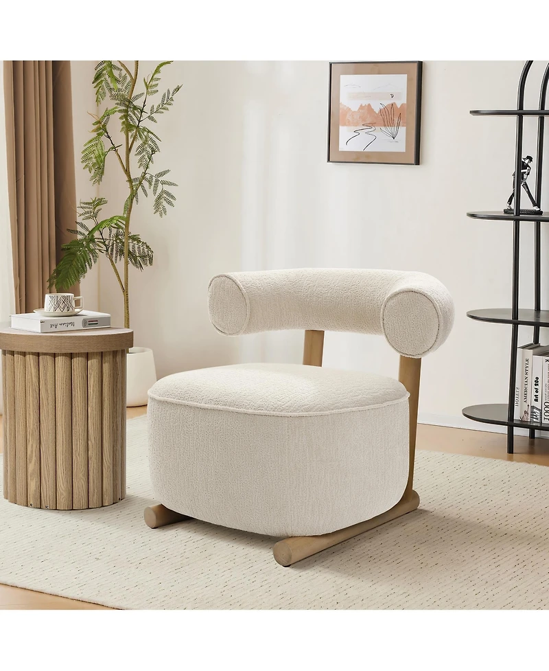 LuxenHome Upholstered Cream Modern U-Shape Back Accent Chair