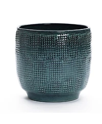 LuxenHome Marina Gray 12-Inch Round Ceramic Planter