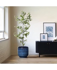 LuxenHome Ocean Blue 12-Inch Round Ceramic Planter