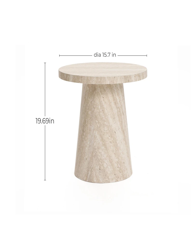 LuxenHome Stone Pattern Engineered Wood 19.7-Inch Tall Round End Table & Nightstand – Modern Side Table for Living Spaces