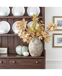 LuxenHome Rustic Old World Terracotta Vase, 10-Inch Round Bouquet Holder for Farmhouse Decor