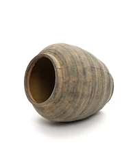 LuxenHome Vintage Pottery Brown 17.32-Inch Tall Round Ceramic Vase