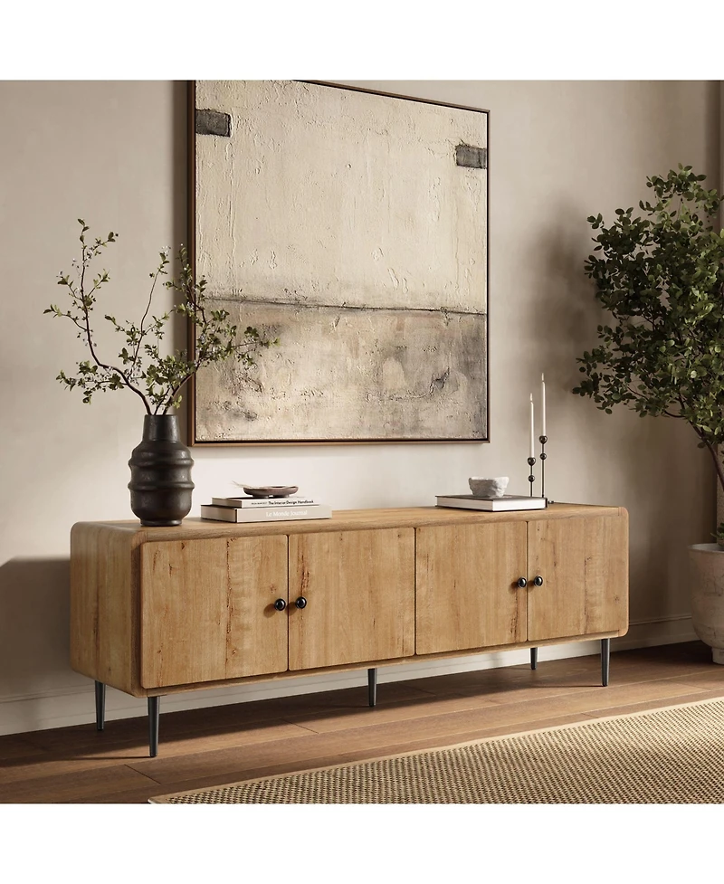 LuxenHome 64.5" Modern Tv Stand for Living Room, Wood Tv Console for TVs up to 70", Media Console Cabinet