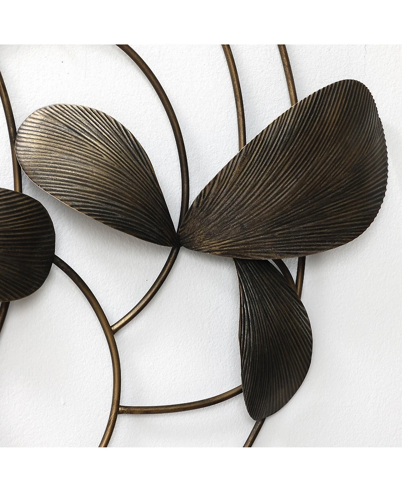 LuxenHome Dark Gray Metal Wall Art, 42” Wide Abstract Floral Decor