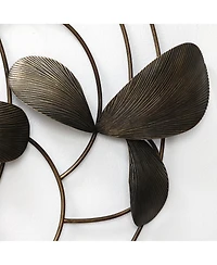 LuxenHome Dark Gray Metal Wall Art, 42” Wide Abstract Floral Decor