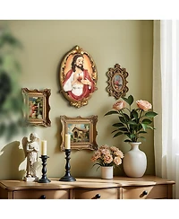 LuxenHome Sacred Jesus Wall Plaque, Oval Christian Home Decor Plaque for Prayer Room & Faith Display