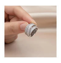 Sterling Silver Cubic Zirconia Crossover Channel Ring