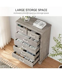 gaomon Dresser for Bedroom with 6 Drawers, Tall Chests of Drawers with Storage, Wooden Dresser for Closet, for Bedroom,Living Room
