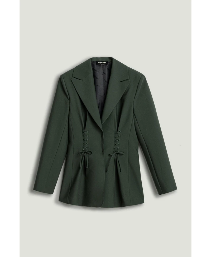 Nocturne Women's Lace-Up Waist Tailored Blazer