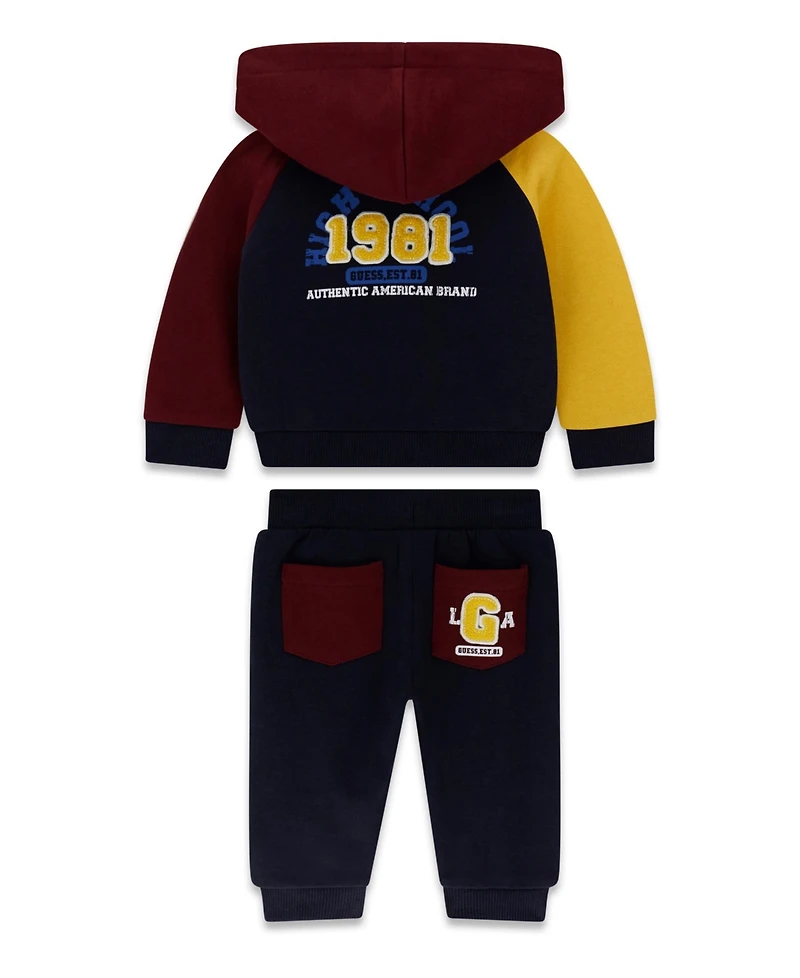 Guess Baby Boys' Long-Sleeve Zip-Up Sweatshirt and Sweatpant, 2-Piece Set