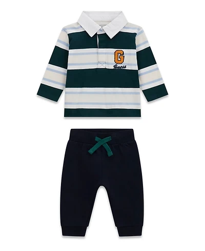 Guess Baby Boys' Long-Sleeve Knit Rugby Top and Sweatpant Set, 2-Piece Set