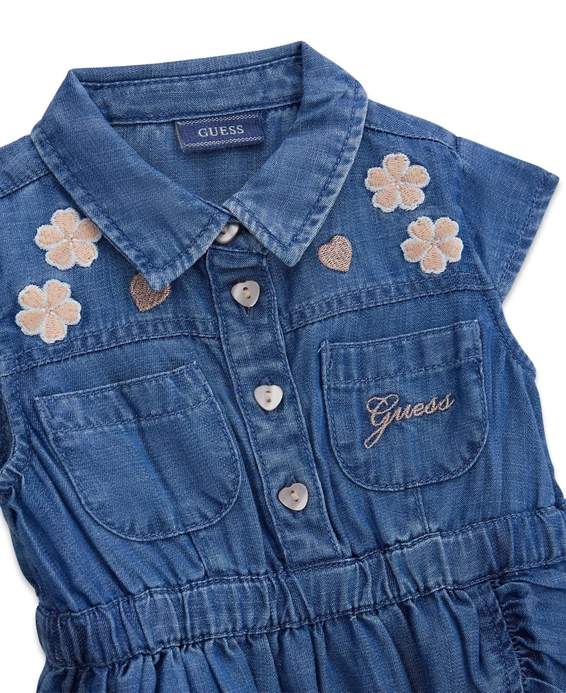 Guess Baby Girls' Slub Denim Dress and Matching Bloomer