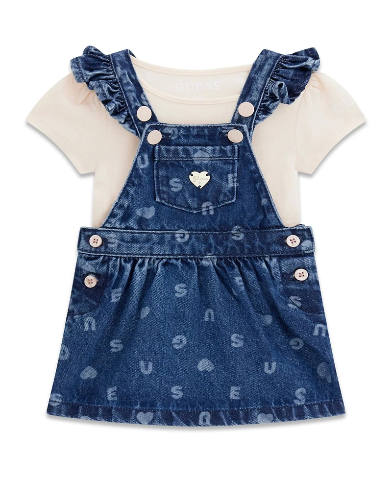 Guess Baby Girls' Bodysuit and Denim Skirtall, 2-Piece Set