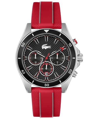 Lacoste Men's Mainsail Red Silicone Strap Watch, 43mm