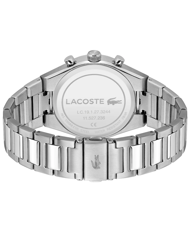 Lacoste Men's Line Racer Silver Tone Stainless Steel Bracelet Watch, 42mm