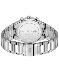 Lacoste Men's Line Racer Silver Tone Stainless Steel Bracelet Watch, 42mm