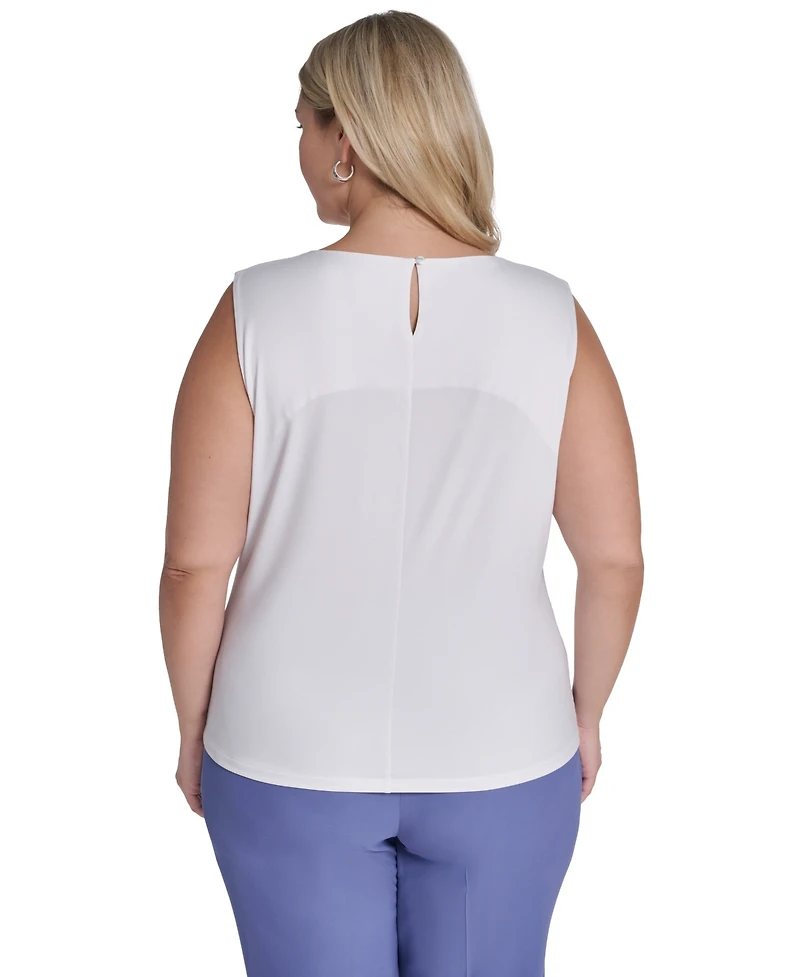Calvin Klein Plus Printed Pleated Camisole Top