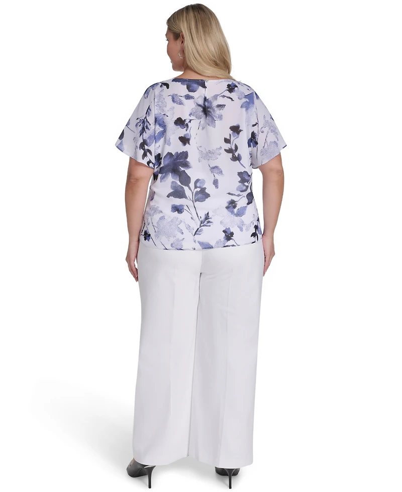 Calvin Klein Plus Printed Crew Neck Top