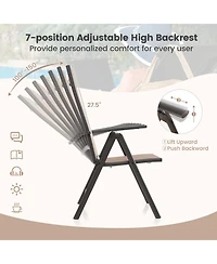 Gymax 4PCS Patio Folding Dining Chair w/ 7-Level Adjustable High Backrest for Garden