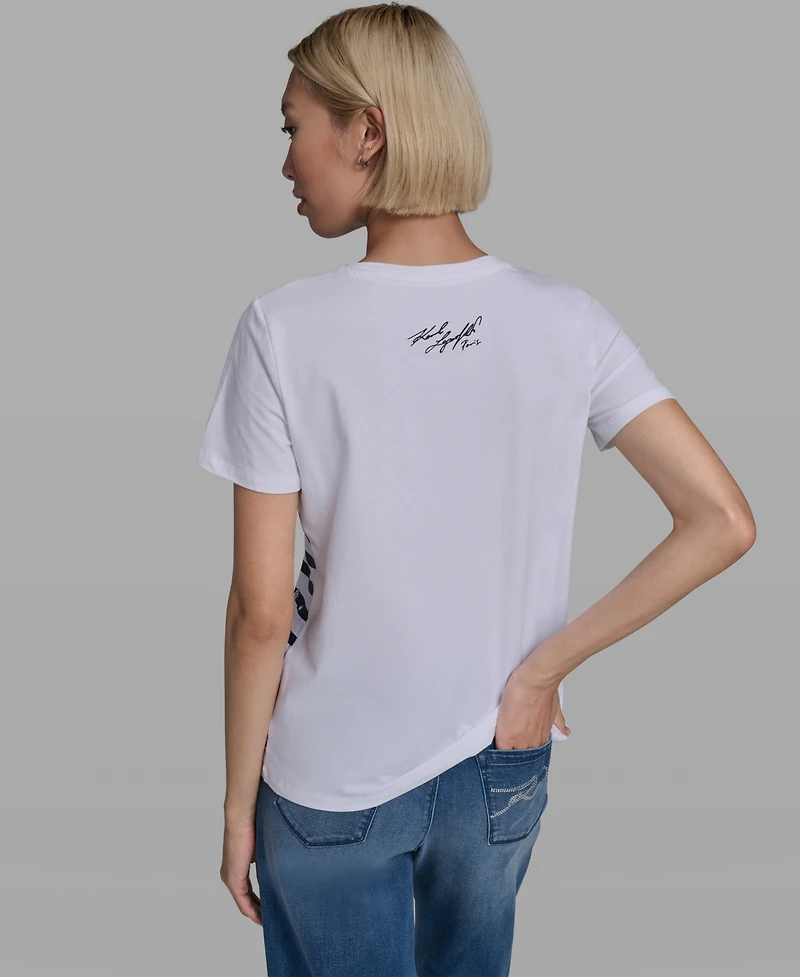 Karl Lagerfeld Paris Women's Short-Sleeve Crewneck T-Shirt