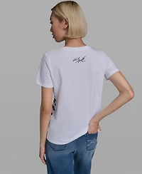 Karl Lagerfeld Paris Women's Short-Sleeve Crewneck T-Shirt