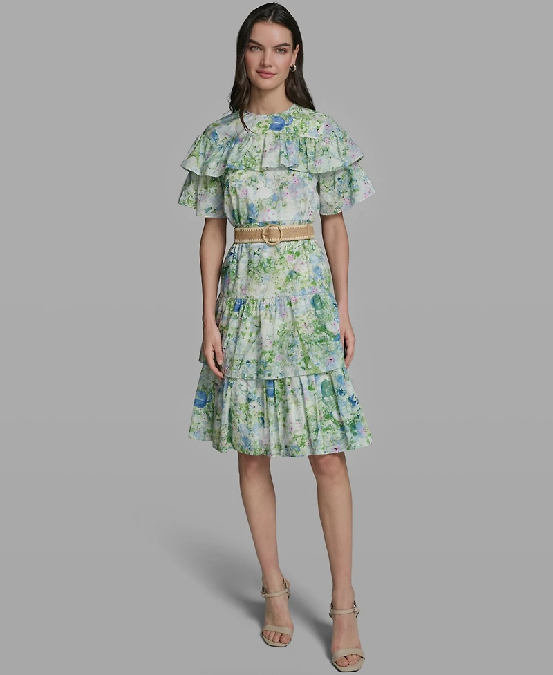 Karl Lagerfeld Paris Women's Short-Sleeve Crewneck Printed Dress