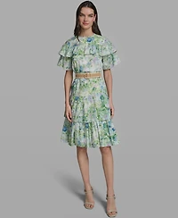 Karl Lagerfeld Paris Women's Short-Sleeve Crewneck Printed Dress