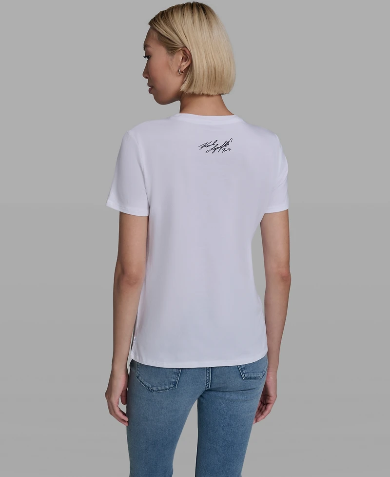Karl Lagerfeld Paris Women's Short-Sleeve Crewneck T-Shirt