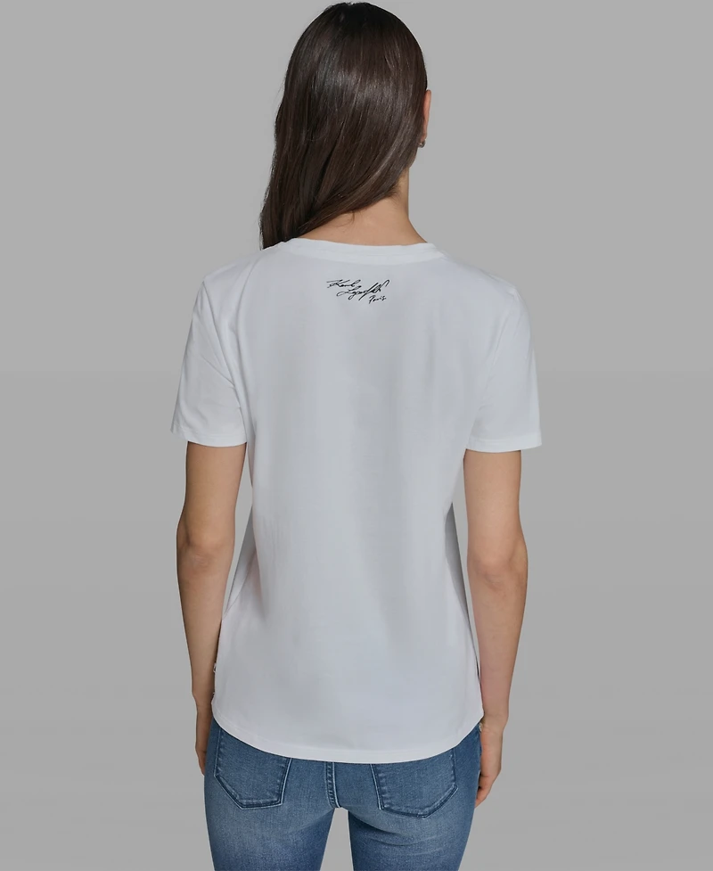 Karl Lagerfeld Paris Women's Short-Sleeve Crewneck T-Shirt
