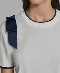 Karl Lagerfeld Paris Women's Short-Sleeve Crewneck Sweater