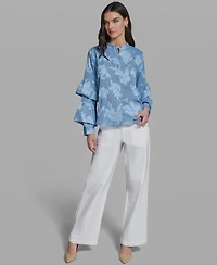 Karl Lagerfeld Paris Women's Long-Sleeve Mock Neck Shirt