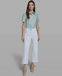 Karl Lagerfeld Paris Women's Mid-Rise Scalloped Hem Jeans