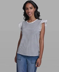 Karl Lagerfeld Paris Women's Sleeveless Crewneck Knitted Top