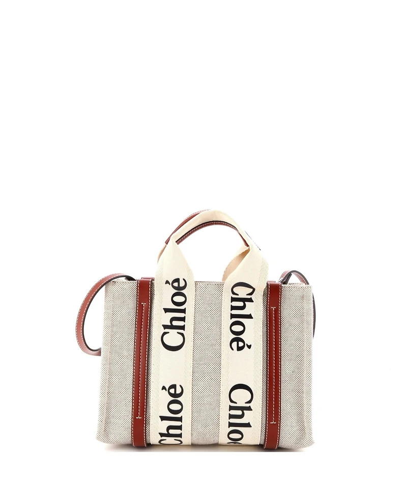 Pre-Owned Chloe Small Woody Convertible Tote Canvas with Leather