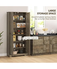 Homcom 72" Farmhouse Pantry Cabinet, Tall Storage Cabinet, Distressed