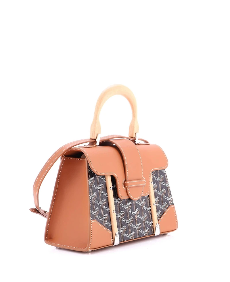 Pre-Owned Goyard Mini Structured Saigon Top Handle Bag Coated Canvas with Leather