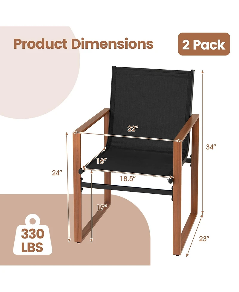 Gymax Pcs Outdoor Dining Chairs Patio Furniture Chair w/ Breathable Seat & Backrest