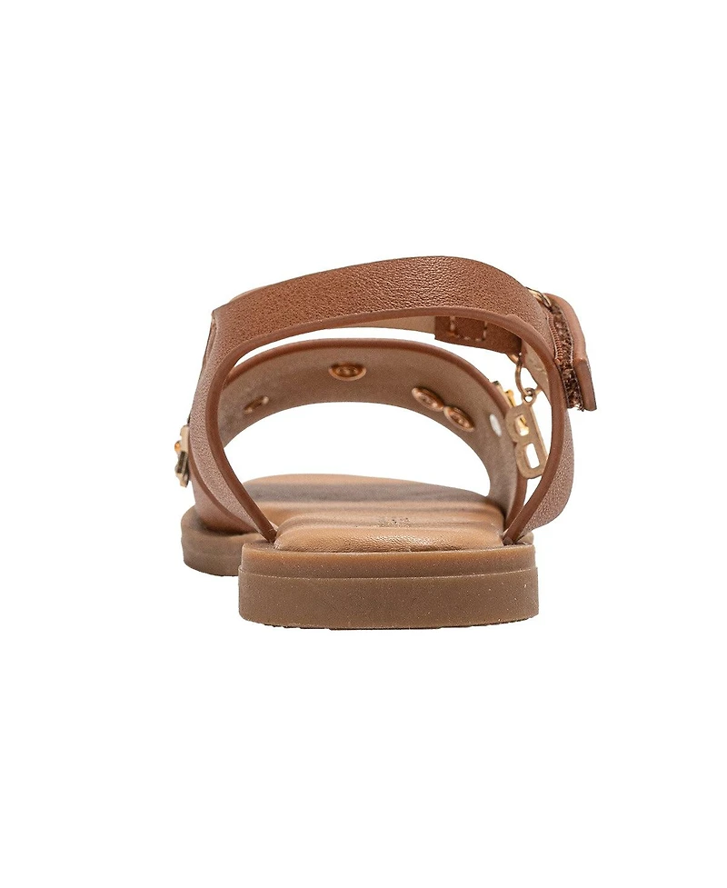 Bebe Little Girls Girl's Fashion Sandals – Dressy Shoes with Decorative Metal Charm