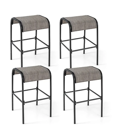 Gymax 4PCS 30'' Bar Height Bistro Stools Outdoor Bar Stools w/ Breathable Fabric Seat