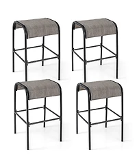 Gymax 4PCS 30'' Bar Height Bistro Stools Outdoor Bar Stools w/ Breathable Fabric Seat