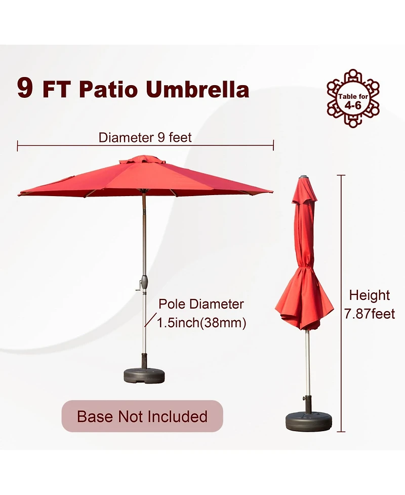 Clihome 9FT Patio Umbrella, Outdoor Market Umbrella with Push Button Tilt and Crank