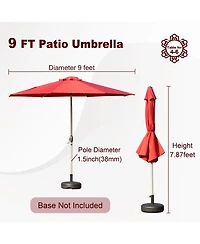 Clihome 9FT Patio Umbrella, Outdoor Market Umbrella with Push Button Tilt and Crank