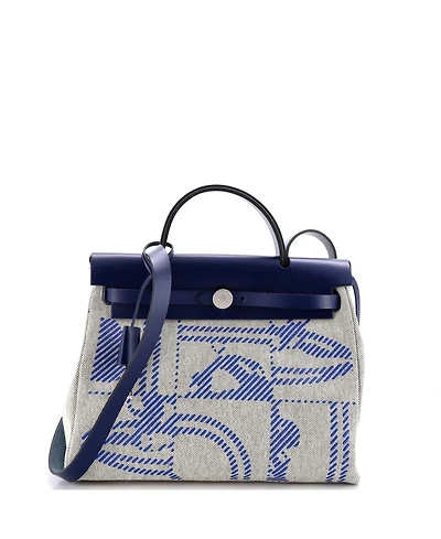 Pre-Owned HERMES 31 Herbag Zip Relief Brides de Gala Toile and Leather